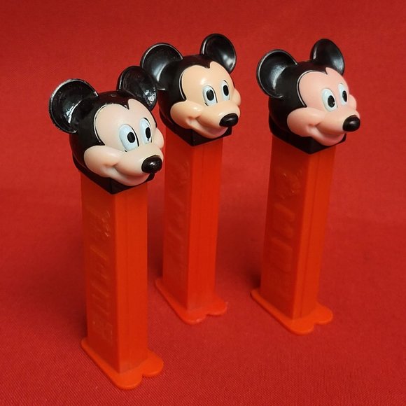 Vintage Mickey Mouse Pink Face Pez Dispensers Set of 3 - Picture 7 of 14